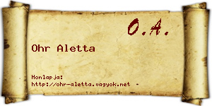 Ohr Aletta névjegykártya